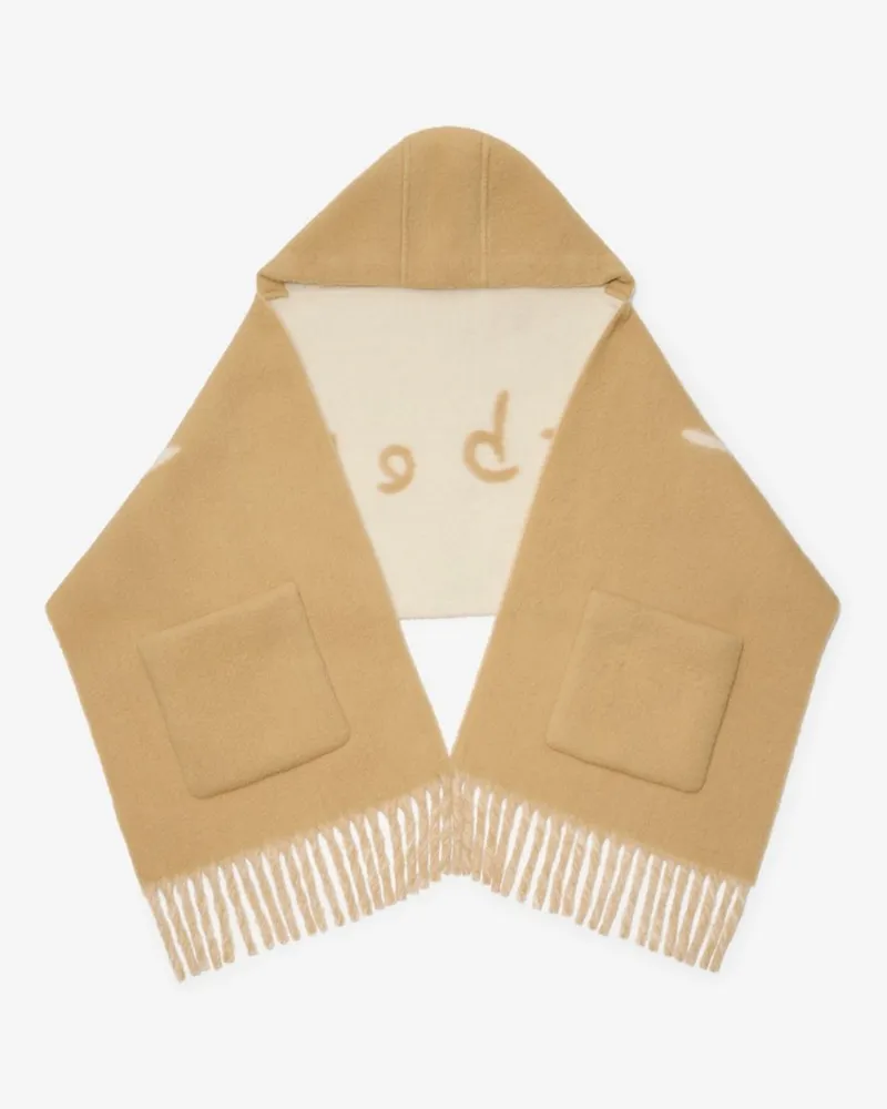 Burberry Logo-Kapuzenschal aus Alpakawollmischung Sand-beige