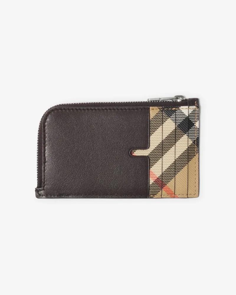 Burberry Kartenetui mit Check-Akzent und Reißverschluss Sand-beige