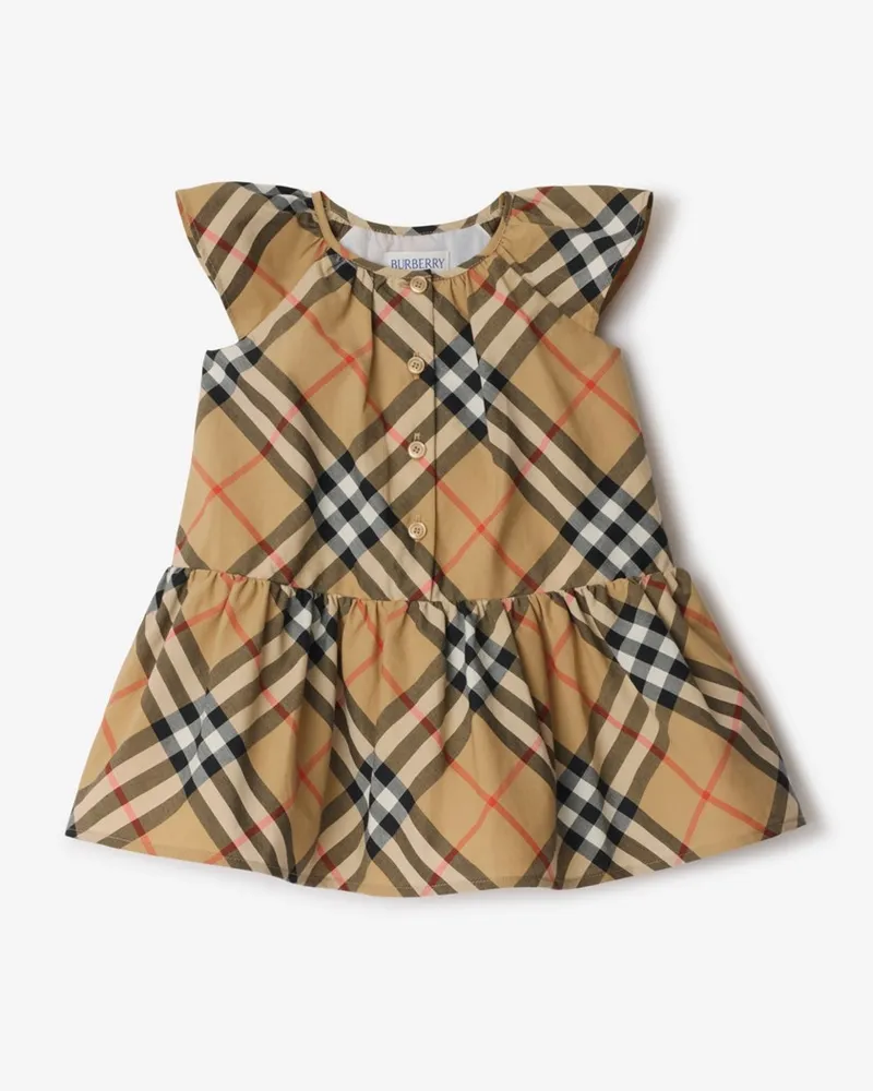 Burberry Baumwollkleid in Check , Size Sand-beige