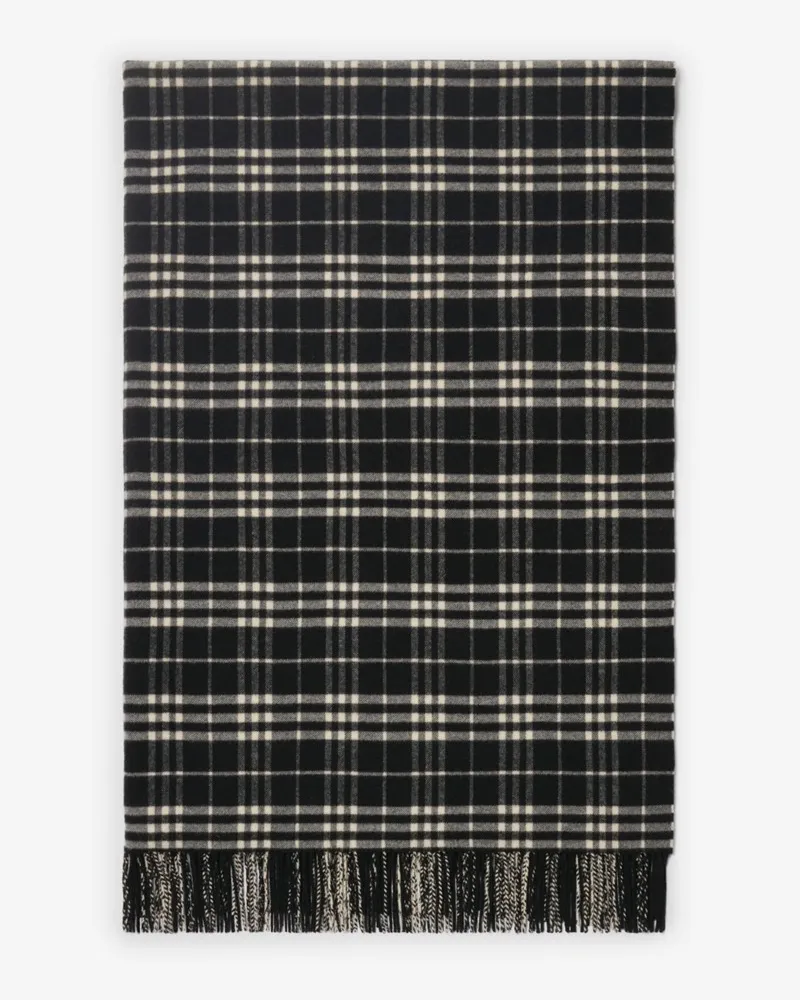 Burberry Woll-Kaschmir-Decke in Check Schwarz