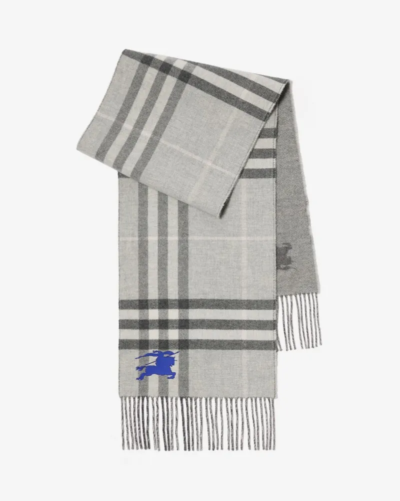 Burberry Wendbarer Kaschmirschal mit Check und EKD-Motiv Mitten-grau