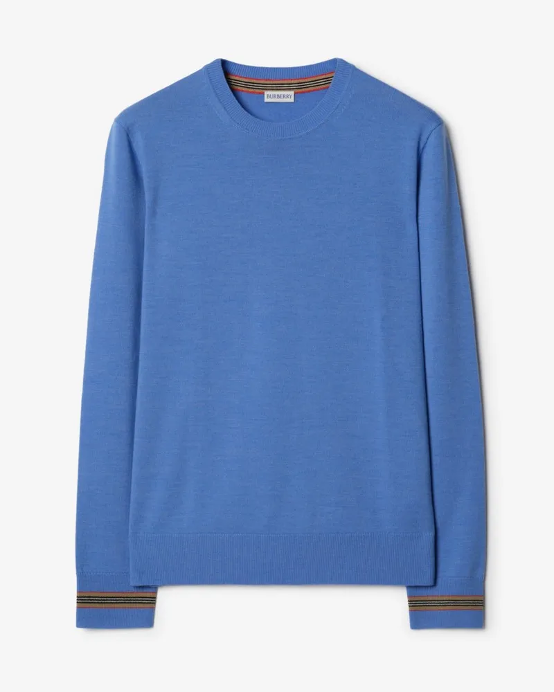 Burberry Wollpullover mit Streifen-Besatz , Size Meliertes