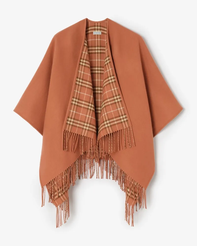Burberry Wendbares Wollcape mit Check Clay-rosa