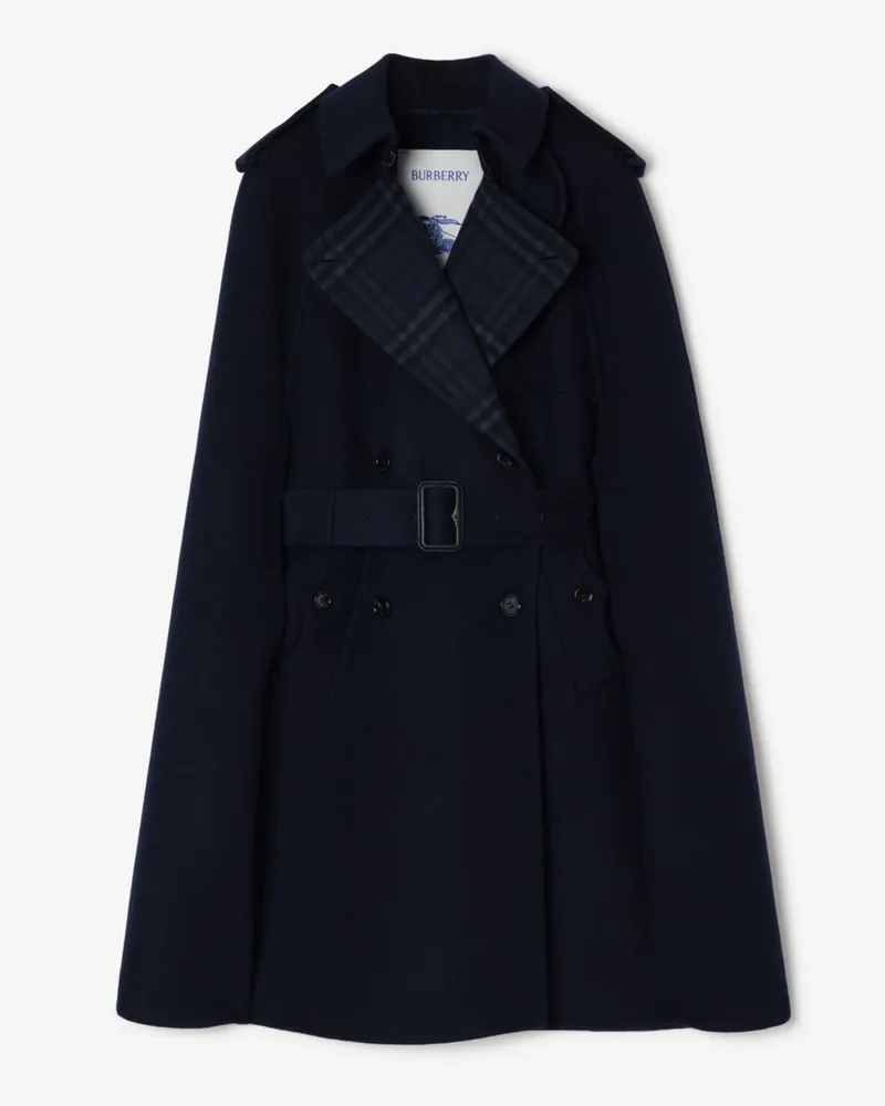 Burberry Trench-Cape „Belmont“ aus Wolle , Size Marineblau