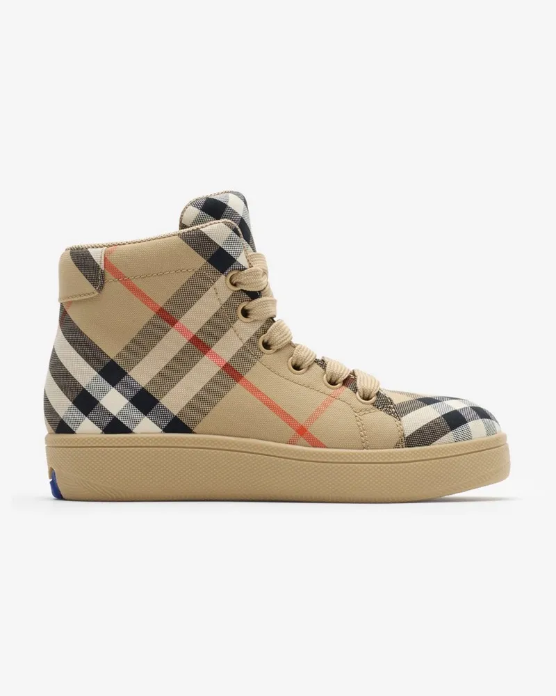 Burberry High-Top-Sneaker in Check Sand