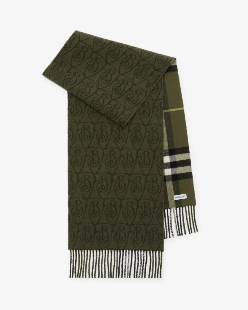 Burberry Wendbarer Kaschmirschal mit B Shield-Motiv Pea-grün