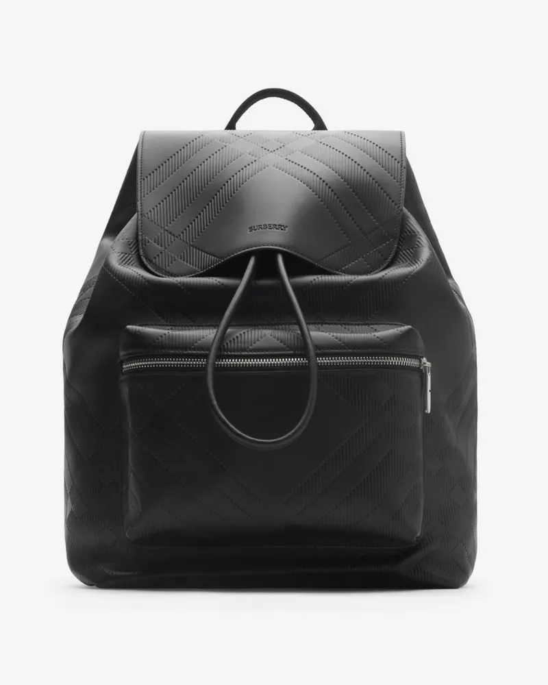 Burberry Rucksack mit geprägtem Karomuster Black
