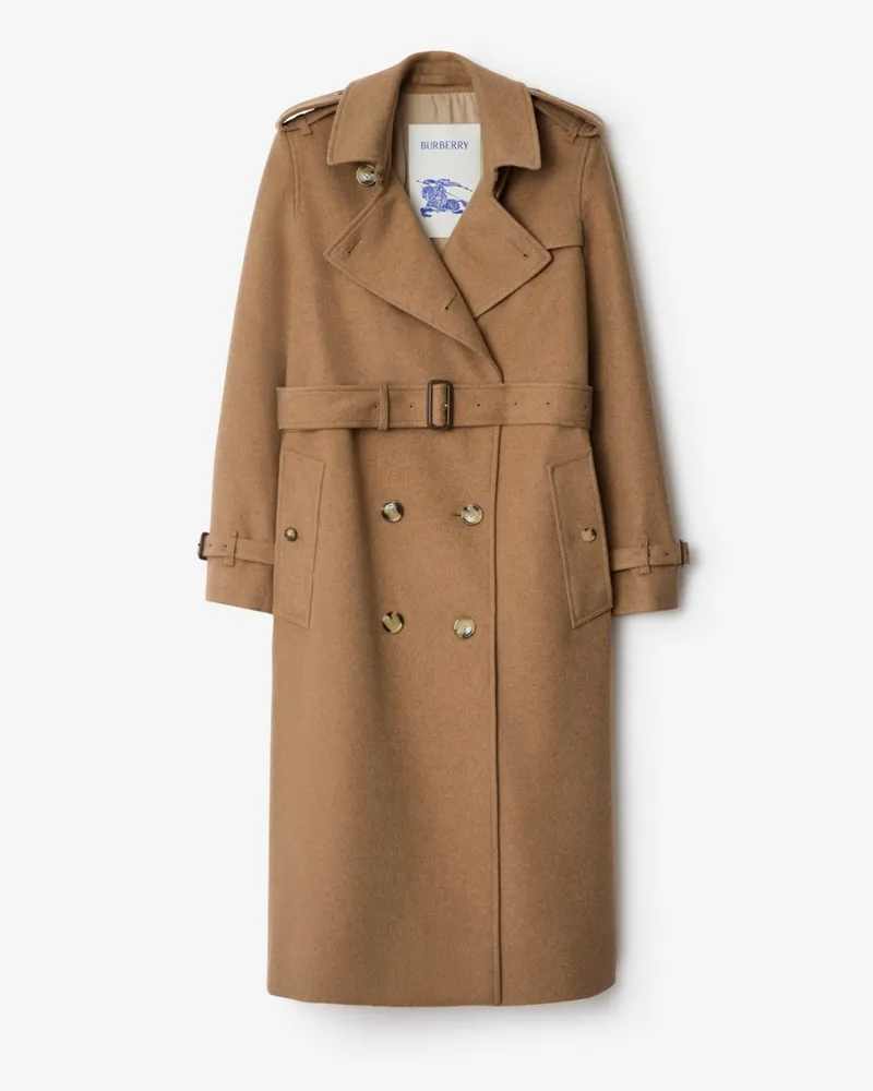 Burberry Langer Kaschmir-Trenchcoat „Kensington“ , Size Camel-braun