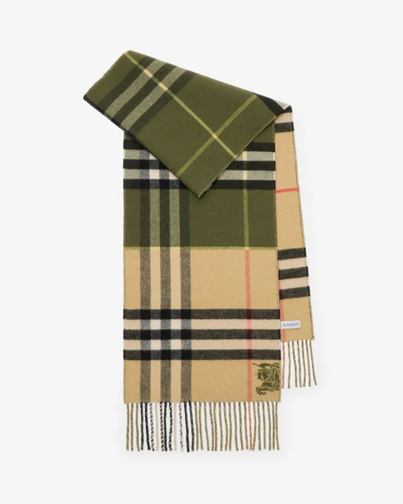 Burberry Kaschmirschal in kontrastierendem Check Pea-grün