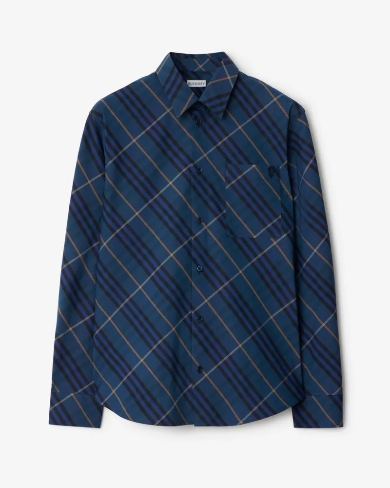 Burberry Legeres Baumwollhemd in Check Midnight