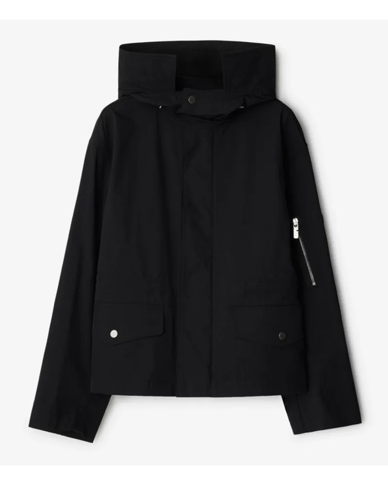 Burberry Kurzer Nylon-Baumwoll-Parka Schwarz