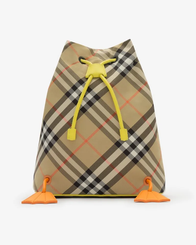 Burberry Rücksack in Check mit Entenbesätzen Sand-beige