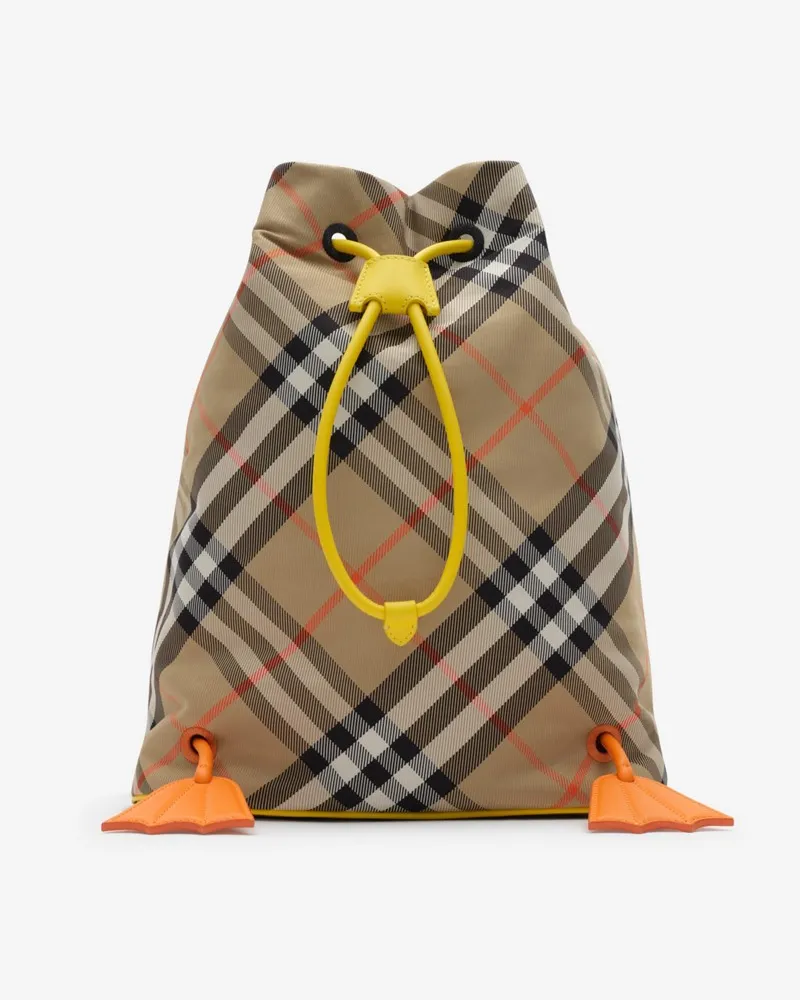 Burberry Rücksack in Check mit Entenbesätzen Sand-beige