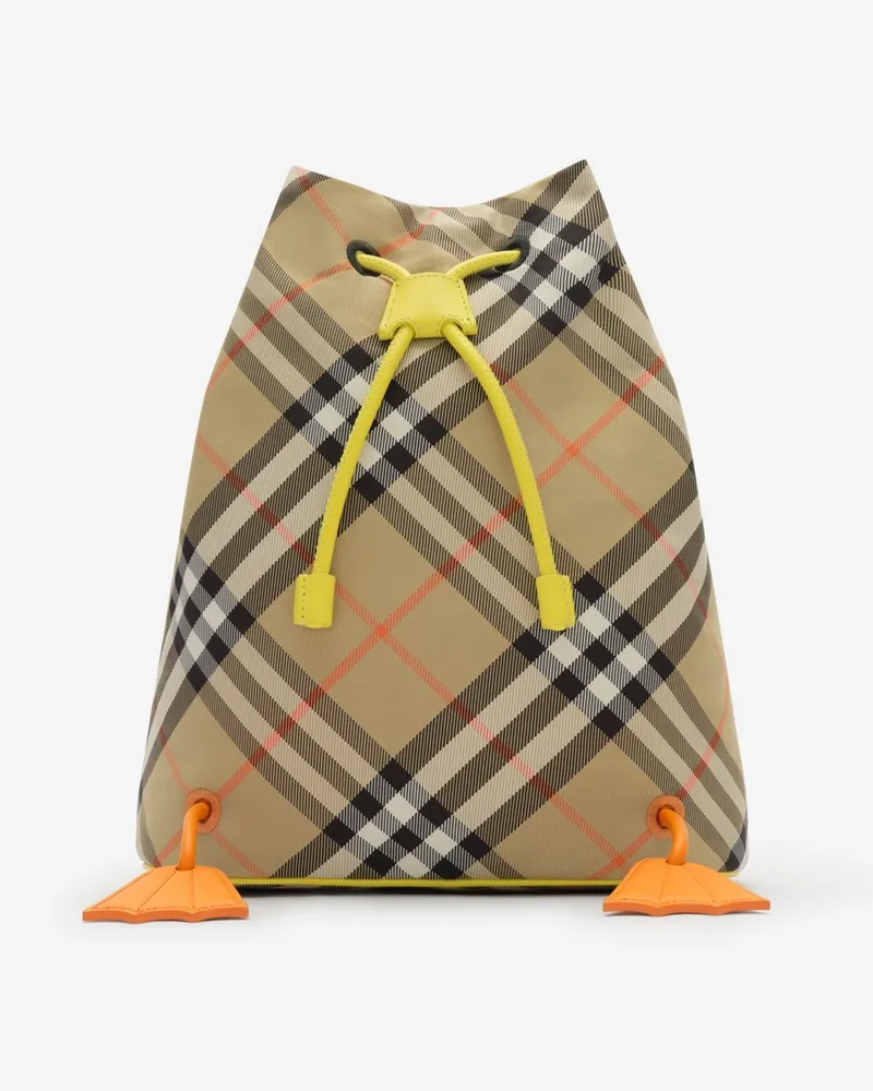 Burberry Rücksack in Check mit Entenbesätzen Sand-beige