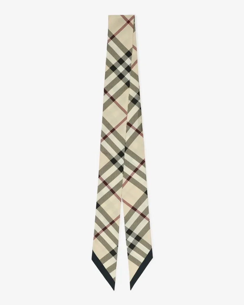 Burberry Schmaler Seidenschal in Check Beige