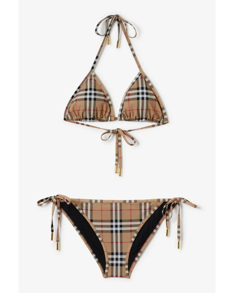 Burberry Triangelbikini in Check Vintage-beige