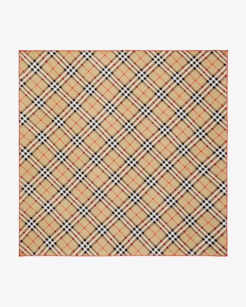 Burberry Seidenschal in Check Sand-beige