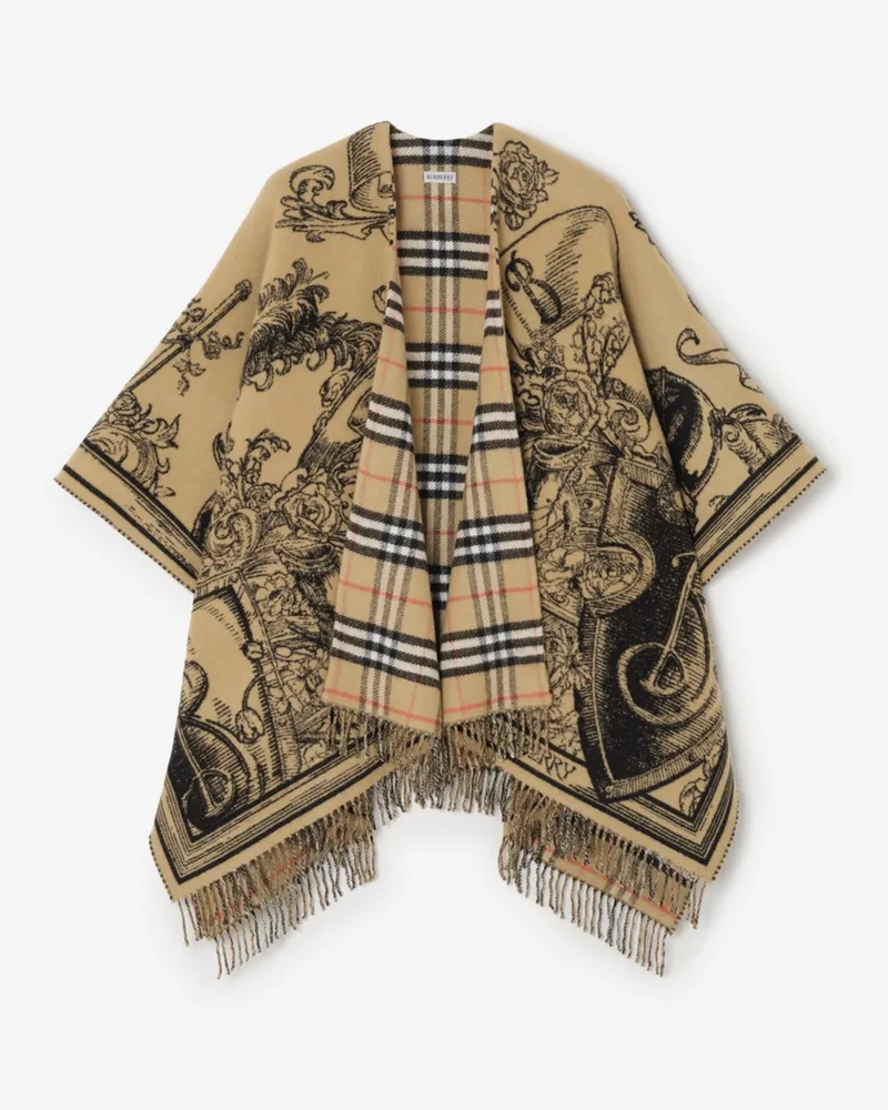 Burberry Wendbares Wollcape mit Knight-Radierung Archive