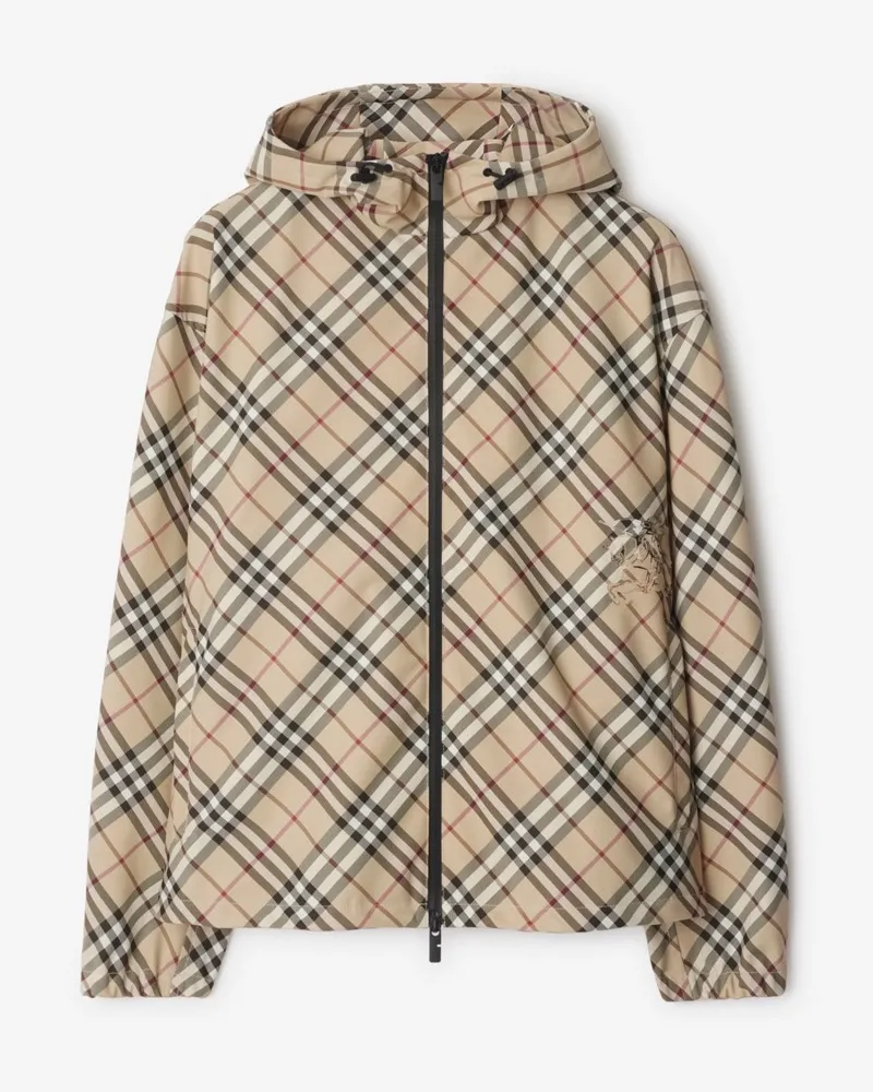 Burberry Twill-Jacke in Check Alabasterfarben