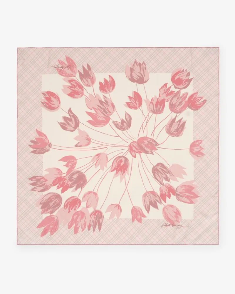 Burberry Seidenschal mit Tulpen-Print Quartz-rosa
