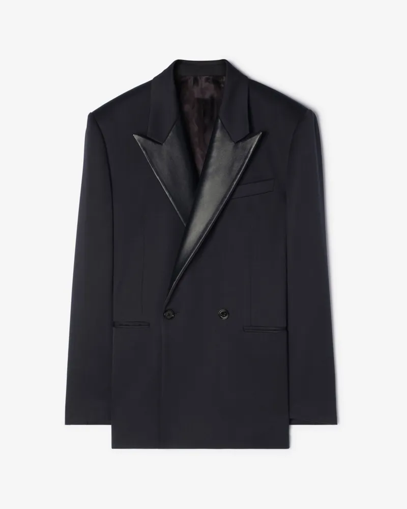 Burberry Smokingjackett aus Barathea-Wolle , Size Midnight-blau