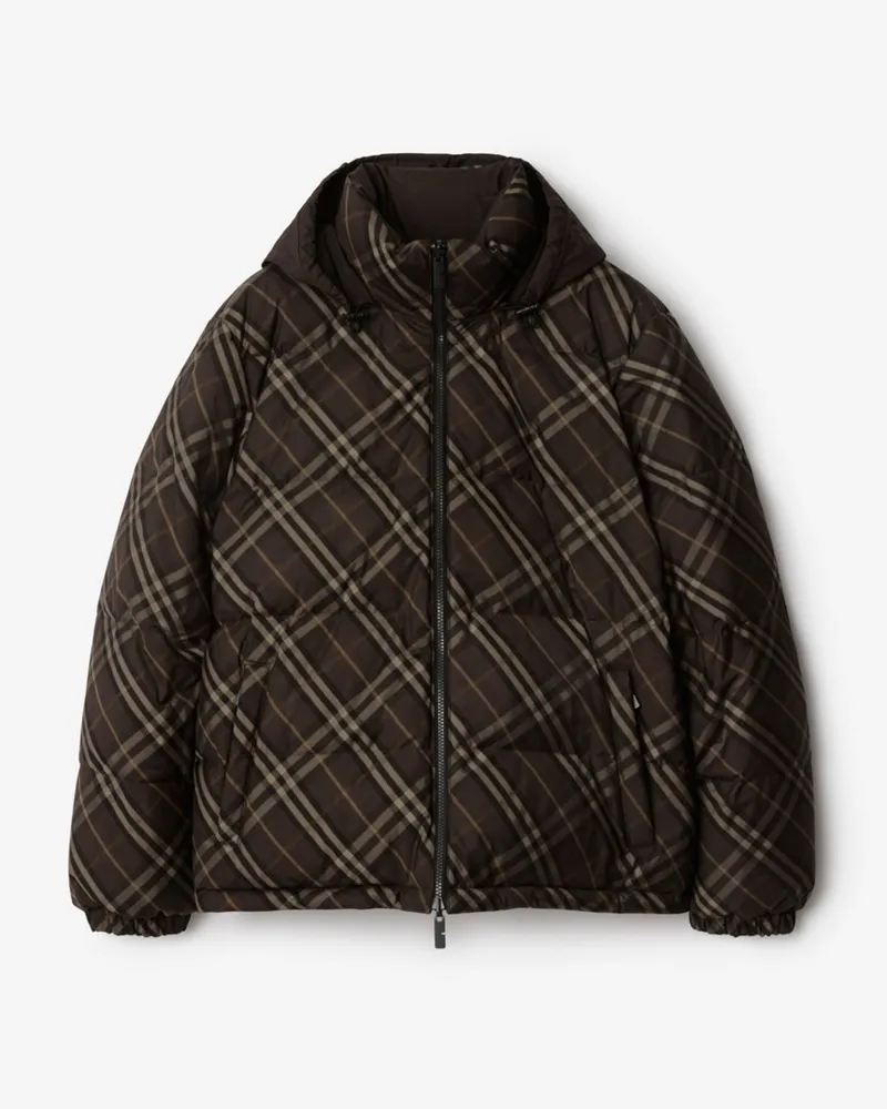 Burberry Wendbare wattierte Jacke „Snowdon“ in Check Truffle-braun