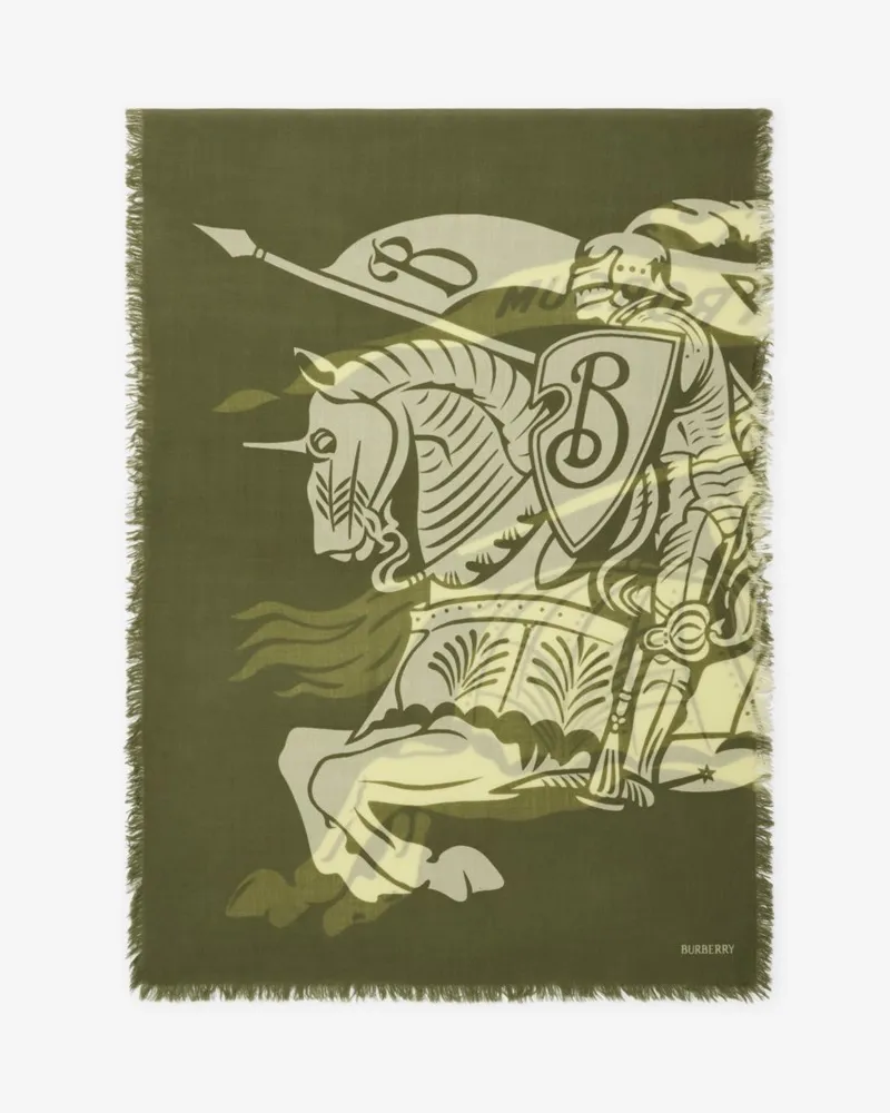 Burberry Breiter Wollschal mit EKD-Motiv Pea-grün