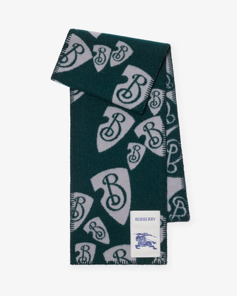 Burberry Wollschal mit B Shield-Motiv Phantom-blau