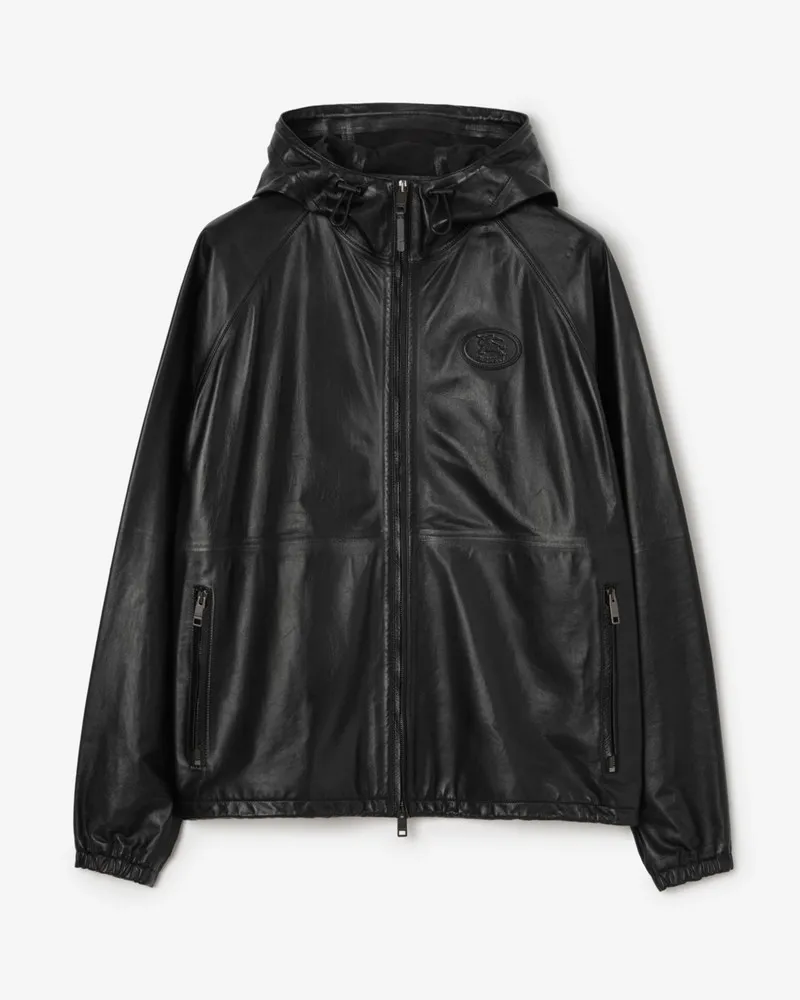Burberry Kapuzenjacke „Clapton“ aus Leder , Size Schwarz