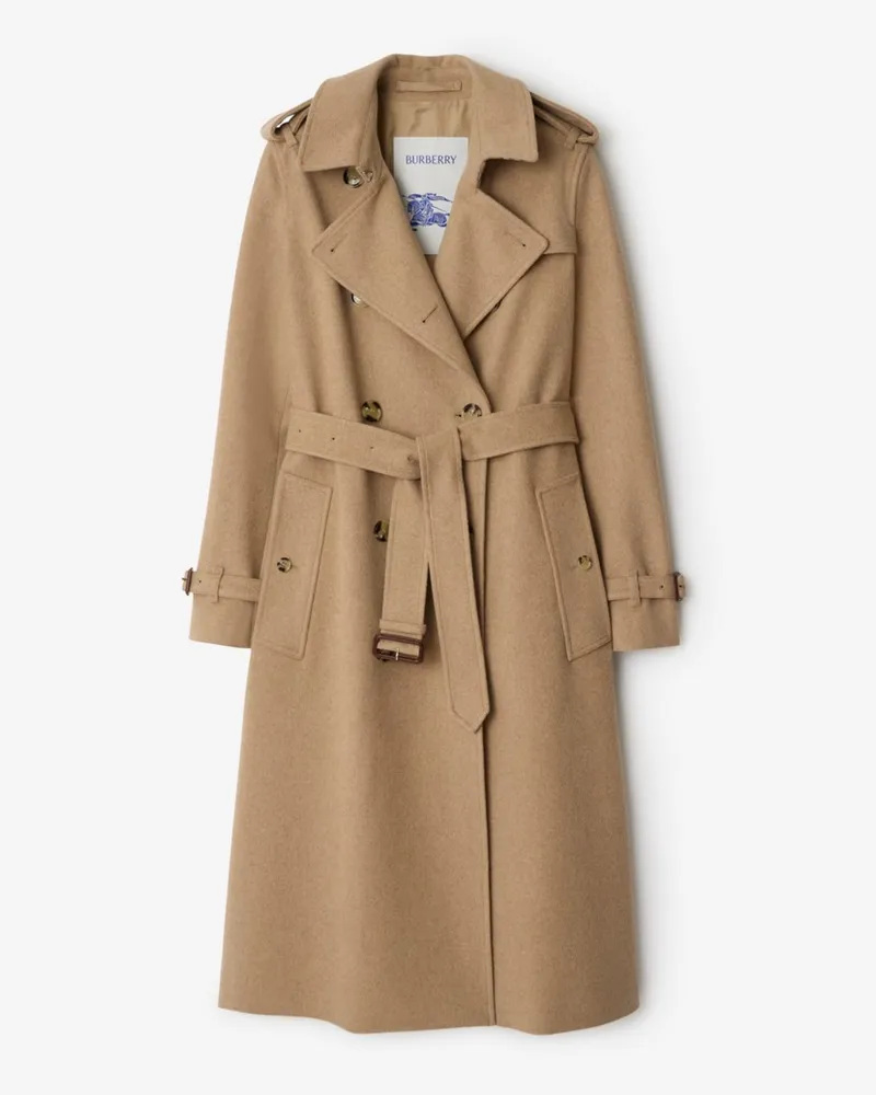 Burberry Langer Kaschmir-Trenchcoat „Kensington“ , Size Trail-braun