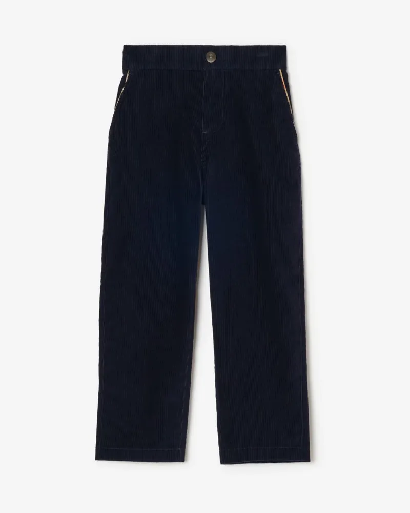 Burberry Cordhose mit Check-Besatz , Size Navy