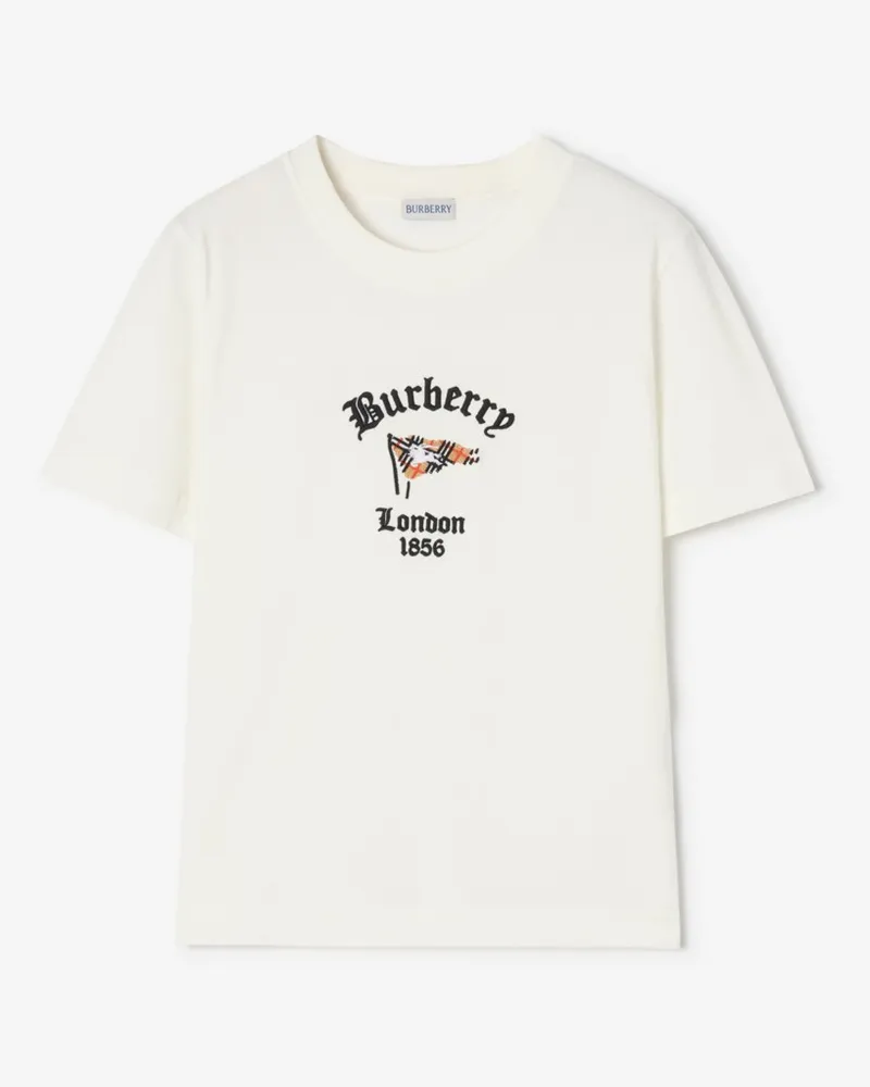 Burberry Baumwoll-T-Shirt mit Flagge in Check , Size Chalk-weiß