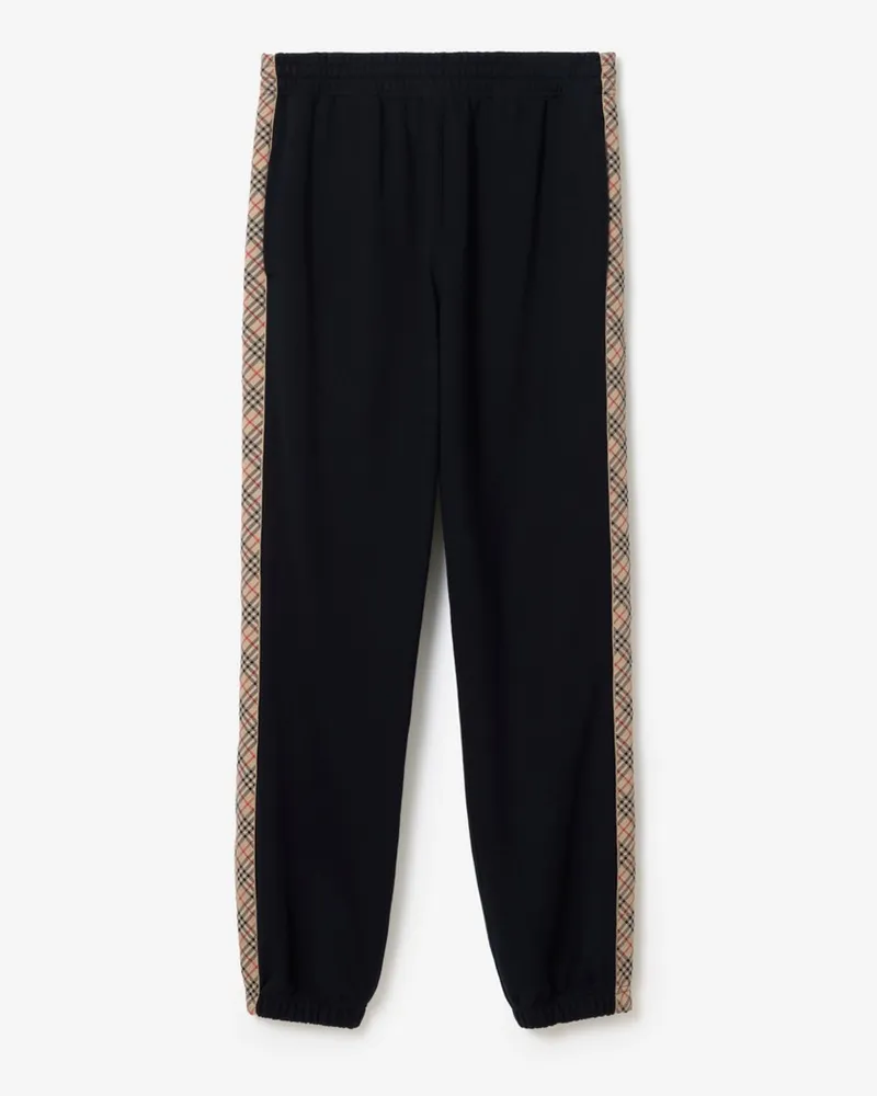 Burberry Baumwoll-Trainingshose mit Check-Besatz Marineblau