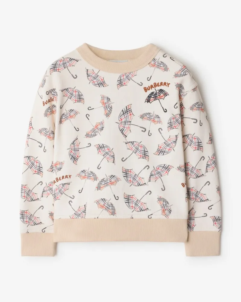Burberry Baumwollsweatshirt mit Regenschirm-Motiv Calico-weiß