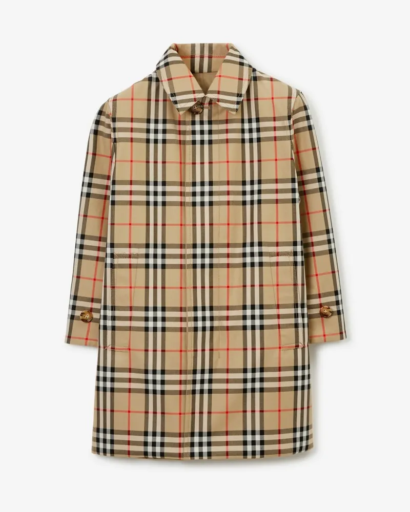 Burberry Wendbarer Car Coat aus Gabardine mit Check Vintage-beige