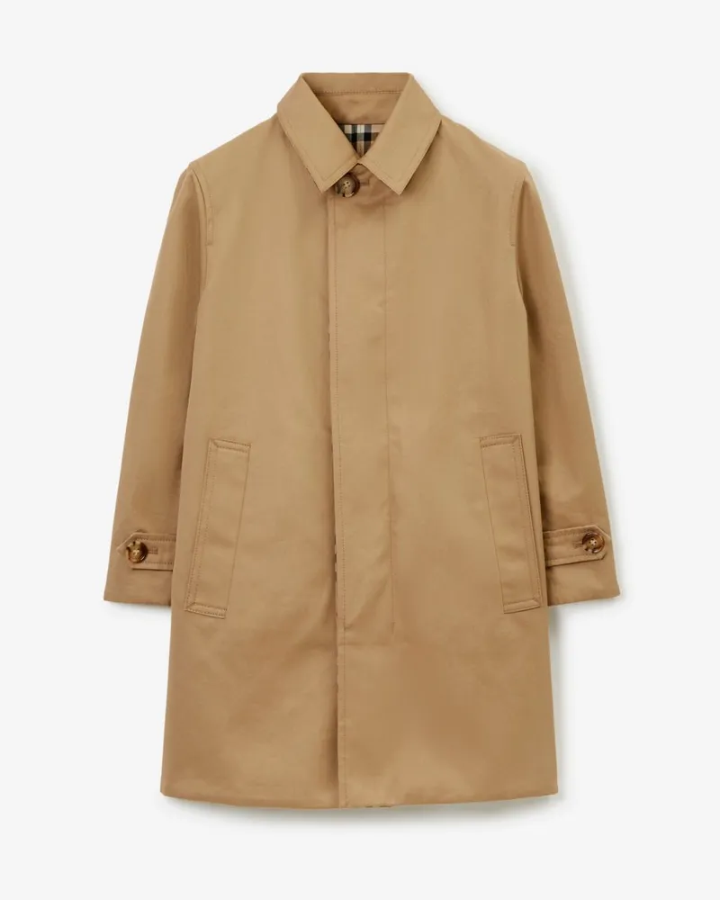 Burberry Wendbarer Car Coat aus Gabardine mit Check , Size Vintage-beige