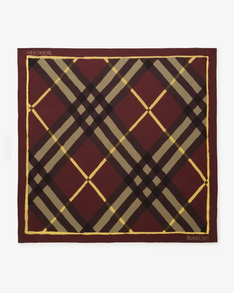 Burberry Seidenschal in Check in Aquarelloptik Vinyard-rot