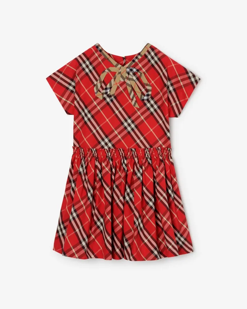 Burberry Baumwollkleid in Check , Size Crayon-rot