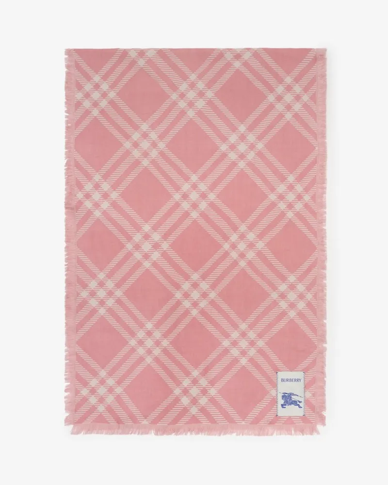 Burberry Breiterer Schal aus Wolle und Seide in Check Sugar-rosa