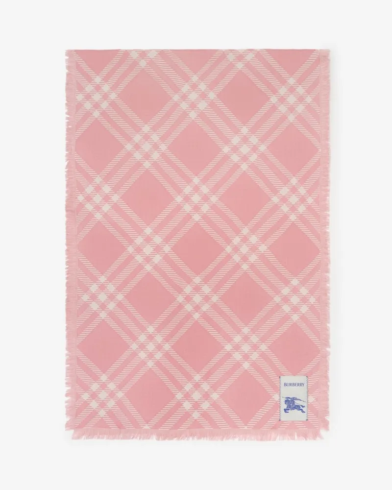 Burberry Breiterer Schal aus Wolle und Seide in Check Sugar-rosa