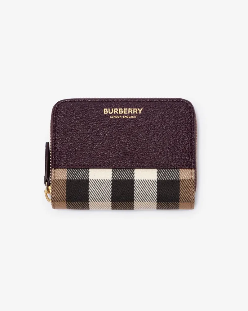 Burberry Kleine Lederbrieftasche mit Check und Reißverschluss Rubus-rot