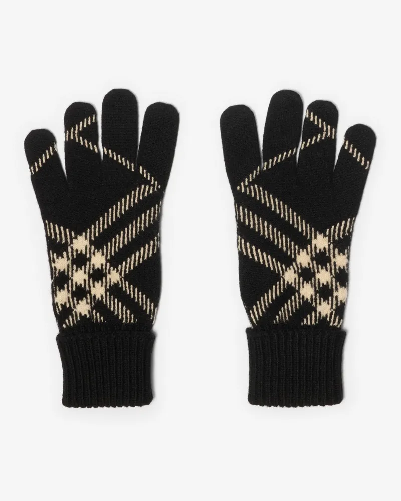 Burberry Handschuhe aus einer Kaschmirmischung in Check , Size Black