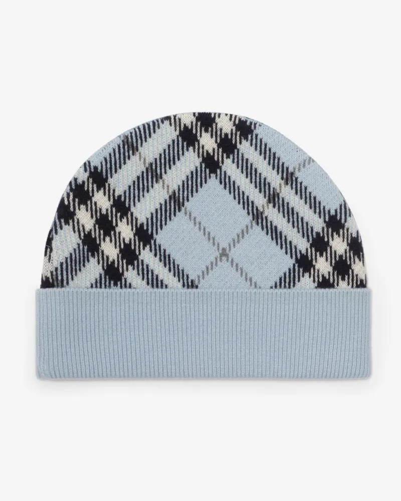 Burberry Woll-Kaschmir-Beanie in Check , Size Bank