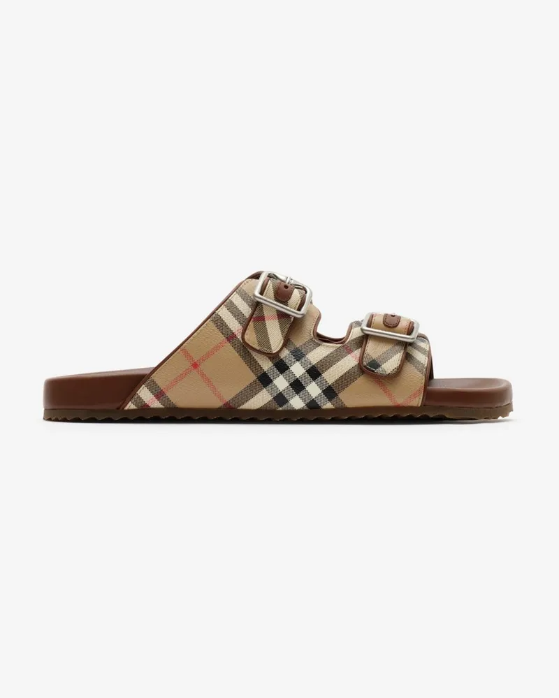 Burberry Sandalen „Urchin“ aus Leder mit Check , Size Vintage-beige