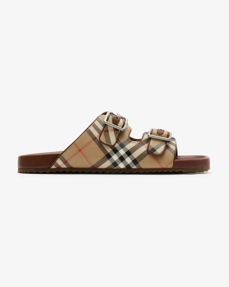 Burberry Sandalen „Urchin“ aus Leder mit Check , Size Vintage-beige
