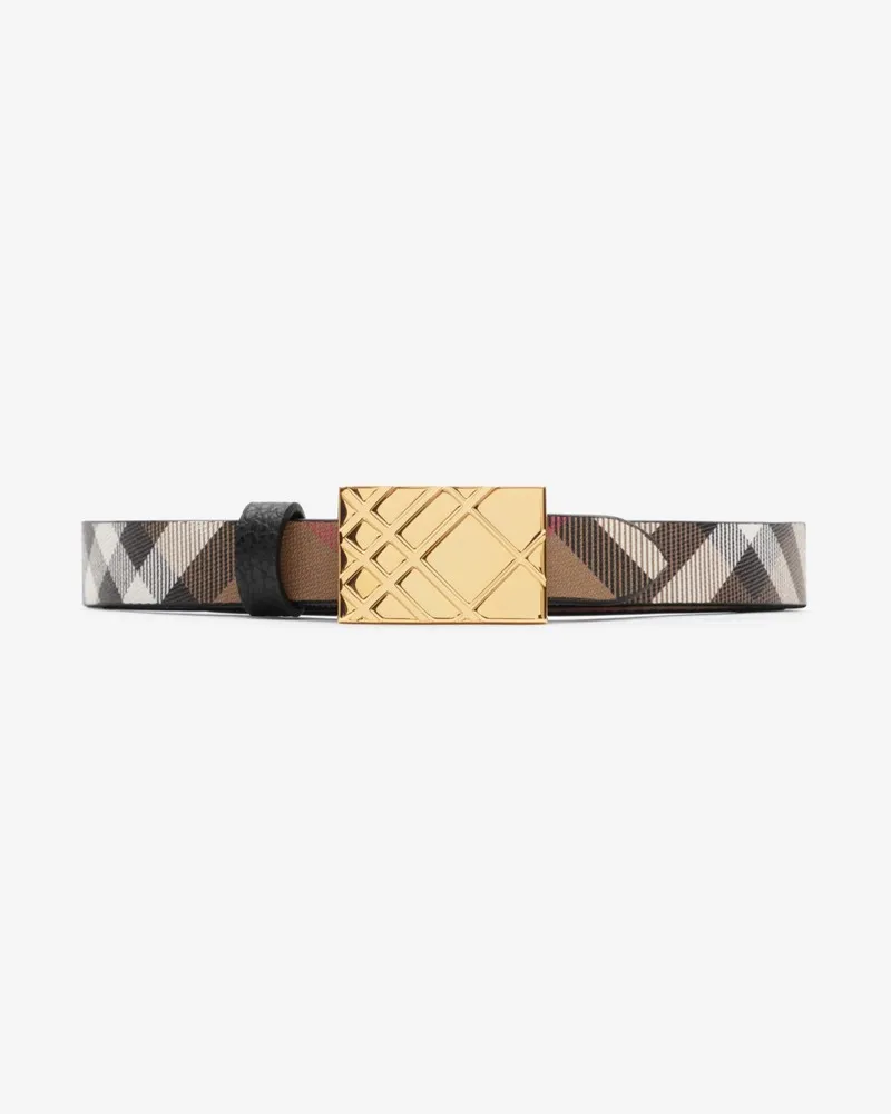 Burberry Schmaler wendbarer Gürtel mit geprägtem Karomuster Schwarz