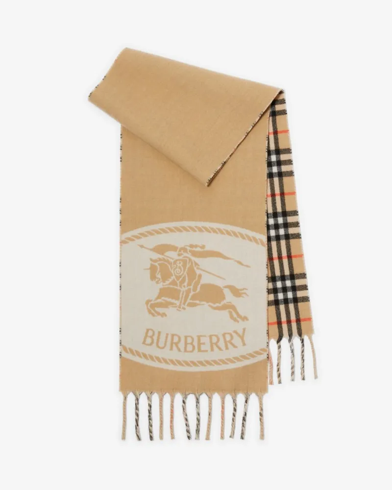 Burberry Wendbarer Schal mit Knight Stamp Sand