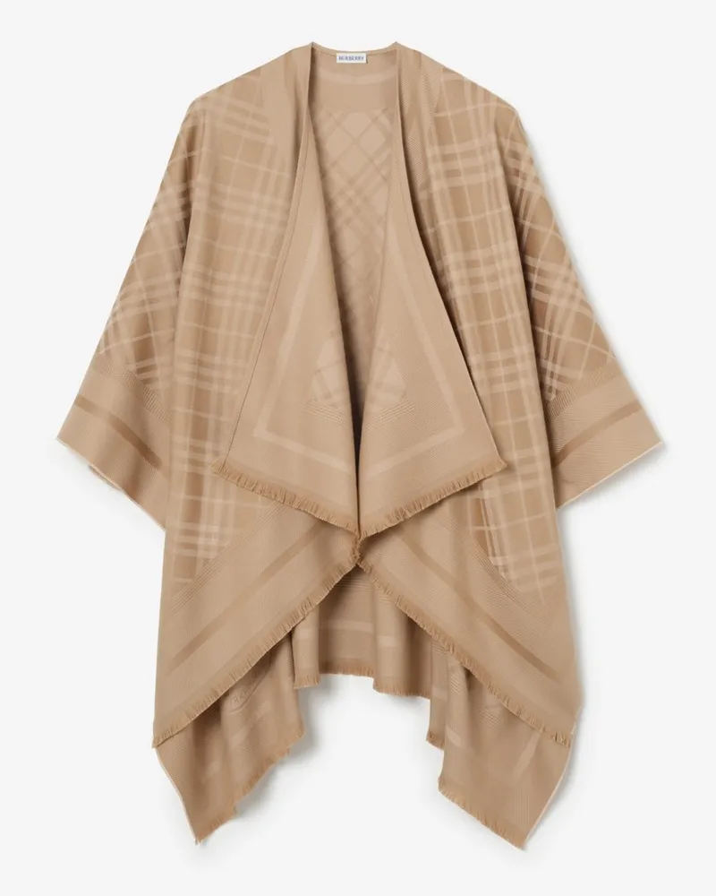 Burberry Woll-Kaschmir-Cape in Check Finch-beige