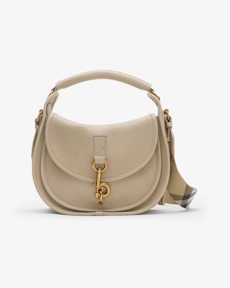 Burberry Kleine Messenger-Tasche „B Clip Mushroom-beige