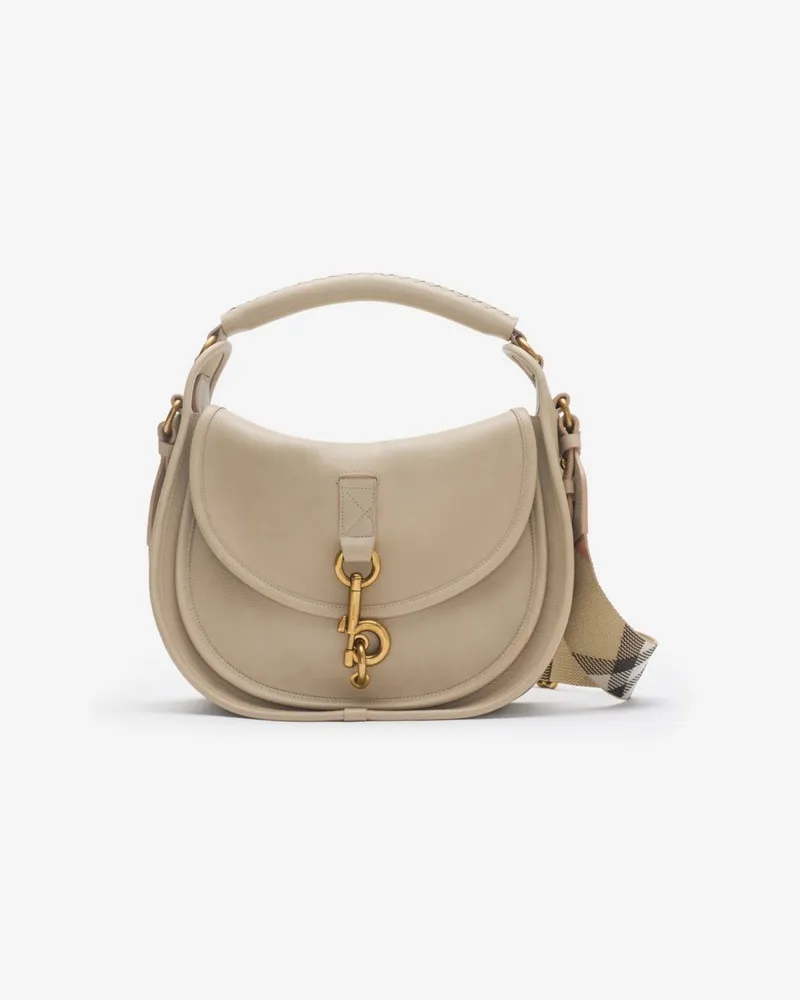 Burberry Kleine Messenger-Tasche „B Clip Mushroom-beige